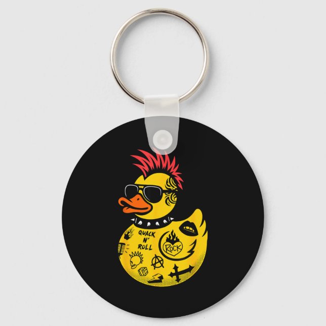 Porte-clés Rock Yellow Rubber Duck Men Women Kids Funny Duck  (Recto)