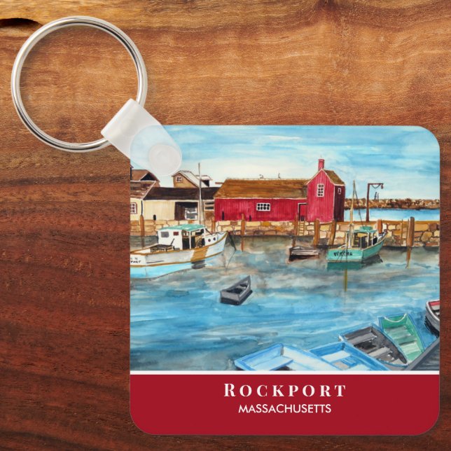 Porte-clés Rockport Harbour Massachusetts Nouvelle-Angleterre (Recto)