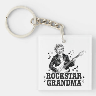 Porte-clés Rockstar Grandma - Design musical amusant et rétro