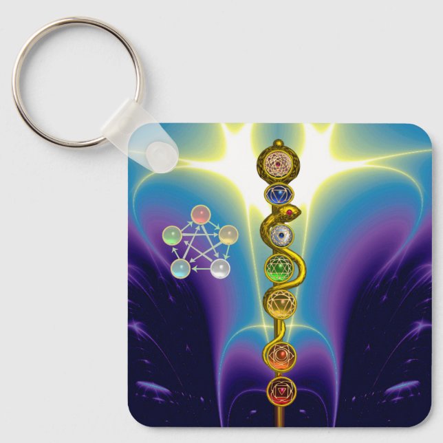 PORTE-CLÉS RODE D'ASCLEPIUS 7 CHAKRAS, YOGA, ÉNERGIE SPIRITUE (Recto)