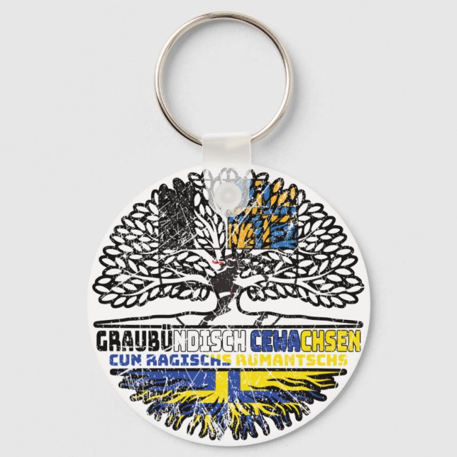 Porte-clés Romanen Rätoromanisch Schweizer Schweiz Baum (Recto)