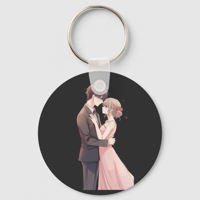 Porte-clés Romantic Anime Couple Embrace T-Shirt (Recto)
