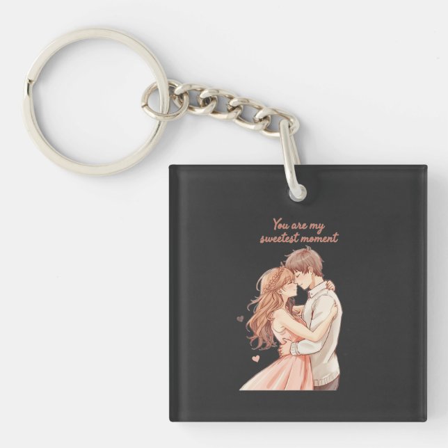 Porte-clés Romantic Anime Couple - Sweet Valentine Moment (Devant)