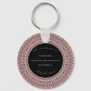 Porte-clés Romantic Geometric Mandala soft Pink Black  