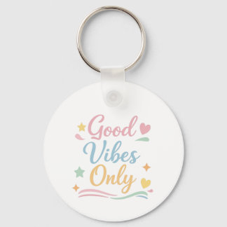 Porte-clés rond citation positive « Good Vibes Onl