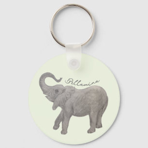 Porte-clés rond éléphant bébé vert pâle