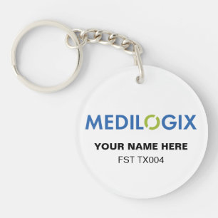 Porte-clés rond MEDILOGIX avec texte personnalisé