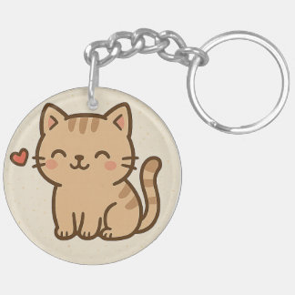 Porte-clés rond mignon chat de dessin animé – Conc