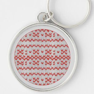 Porte-clés rond Premium TRAME NORDIQUE ROUGE / Gri