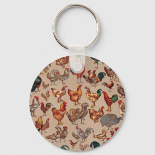 Porte-clés Rooster Poulet de la ferme Pays Animal