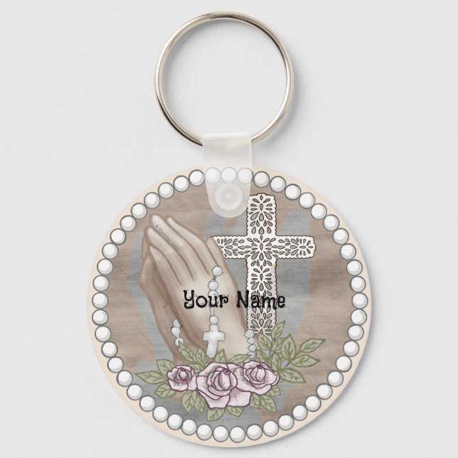 Porte-clés Rosaire des mains de prière (Recto)