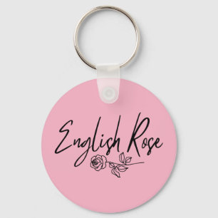 Porte-clés Rose anglaise TYPOGRAPHIE STYLE MANUSCRIT