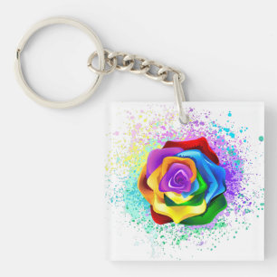 Porte-clés Rose arc-en-ciel coloré