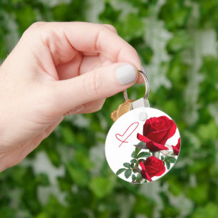 Porte-clés Rose Coeur Clavier Mariage Faveur