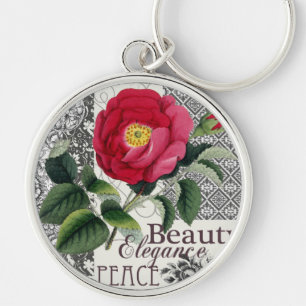 Porte-clés Rose Damask Joli Floral Antique
