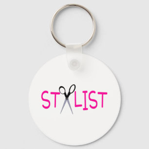 Porte-clés Rose de styliste avec des ciseaux