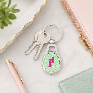 Porte-clés rose et vert teckel
