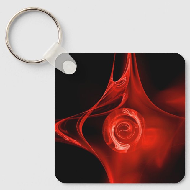 Porte-clés ROSE FRACTAL, rouge (Recto)