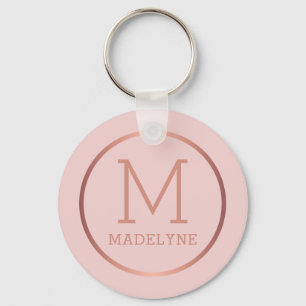 Porte-clés Rose Gold Blush rose Élégant Monogramme moderne