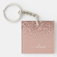 Rose Gold Blush Rose Pailleté Monogramme Féminin