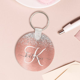 Porte-clés Rose Gold brossé Parties scintillant métallique No