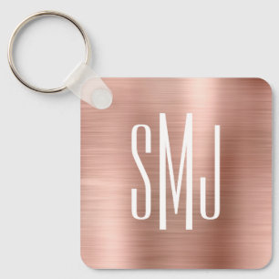 Porte-clés Rose Gold Foil trois lettres Monogramme