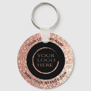 Porte-clés Rose gold Glittery custom company logo keychain