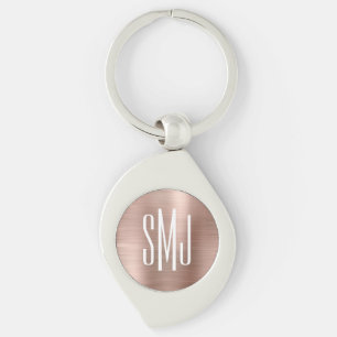 Porte-clés Rose Gold Ombré Feuille Trois Lettres Monogrammées