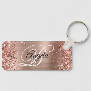 Porte-clés Rose Gold Pailleté Monogramme Fantaisie