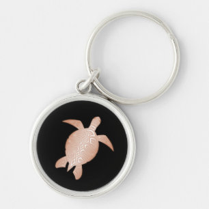 Porte-clés Rose Gold Sea Turtle Black Background