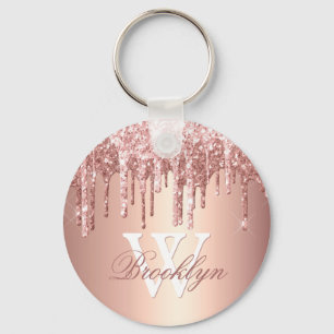 Porte-clés Rose Gold Sparkle Parties scintillant Drives Monog