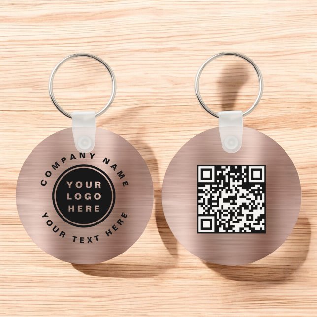 Porte-clés Rose Gold Your Business Logo QR Code Entreprise (Créateur téléchargé)