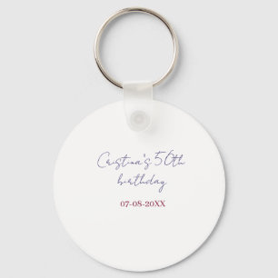 Porte-clés rose gras 50 anniversaire anniversaire ajouter nom