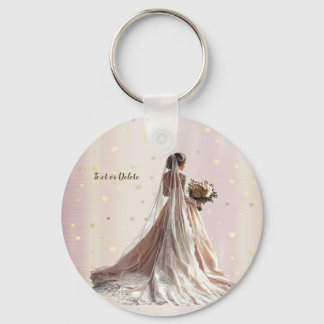 Porte-clés Rose Mariage d'Hiver Mariée Fête du Cœur Doré Bril