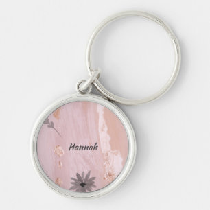 Porte-clés Rose moderne Gold Floral Button Porte - clé