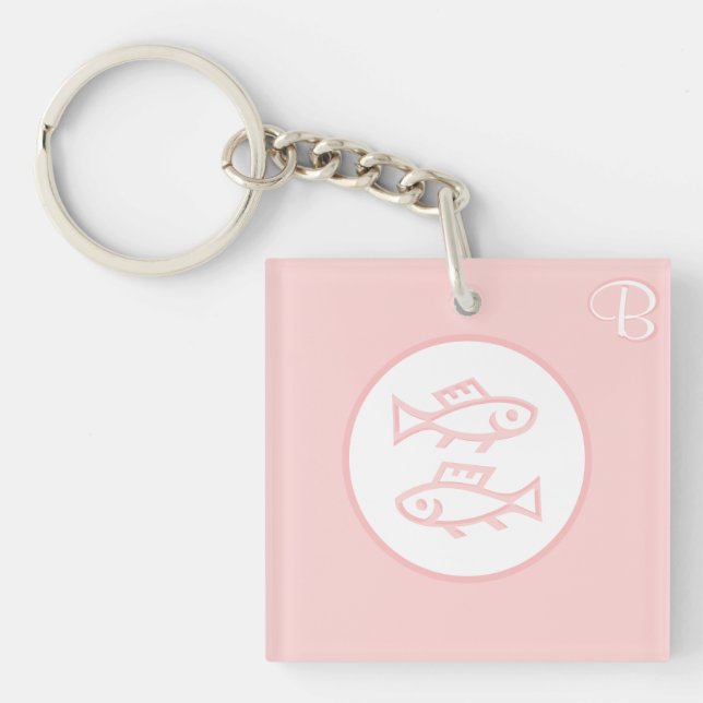 Porte - clés rose monogramme - Zodiac - Poissons (Devant)