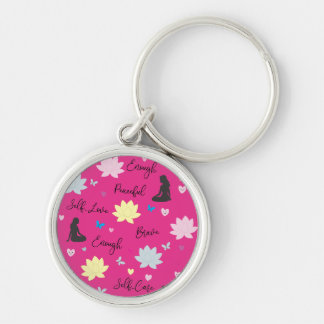 Porte-clés rose | Motif Lotus d'amour de soi