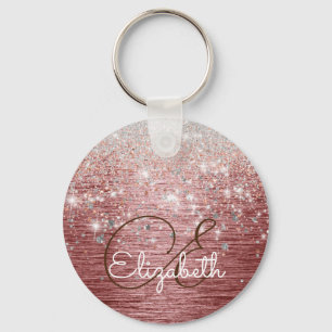 Porte-clés Rose or brossé métal brossé Parties scintillant ar