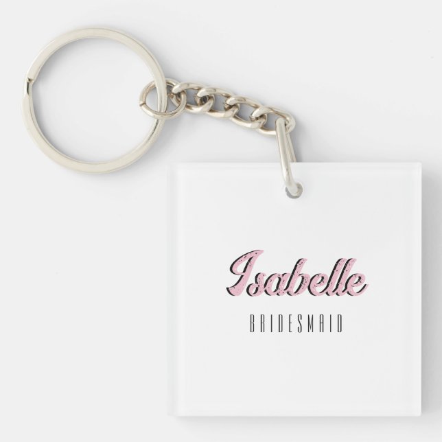 Porte-clés Rose Orchidée 3D Nom Drôle Demoiselle d'Honneur   (Devant)