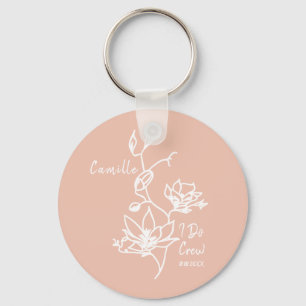Porte-clés Rose Pâle Rustique Équipe du Oui Équipage de la Ma
