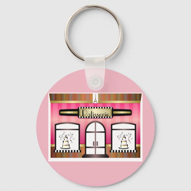 Porte-clés rose Paris Patisserie Française (Recto)