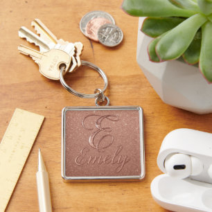 Porte-clés Rose personnalisé Parties scintillant Gold Design