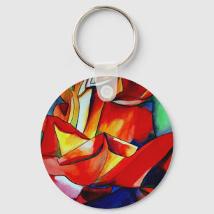 Porte-clés Rose rouge France Libre aquarelle art