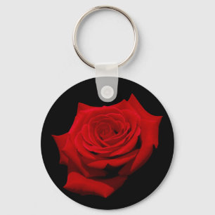 Porte-clés Rose rouge sur Arrière - plan noir