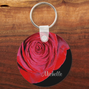 Porte-clés Rose rouge unique personnalisée