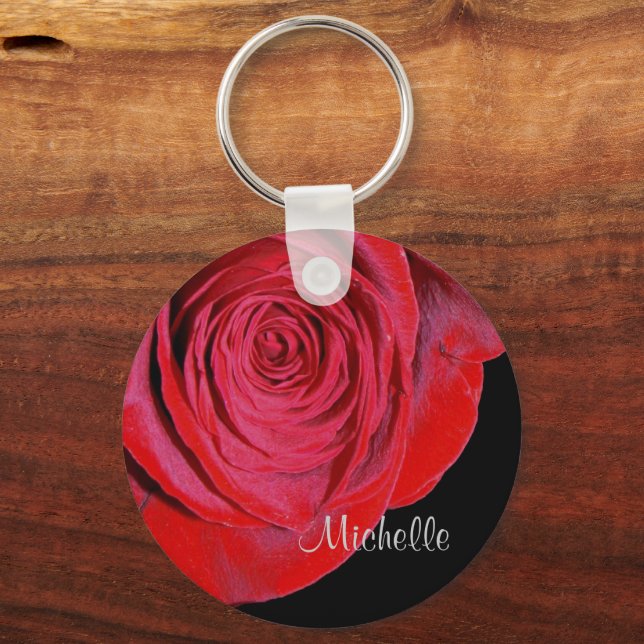 Porte-clés Rose rouge unique personnalisée (Recto)