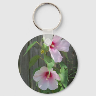Porte-clés Rose sur duo rose de fleurs d'hibiscus