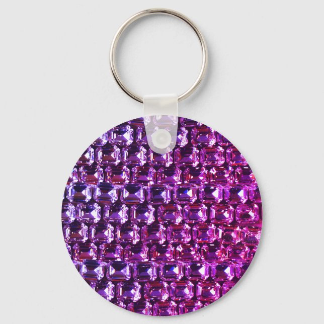 Porte-clés Rose violet carreau bleu, pierre violette (Recto)