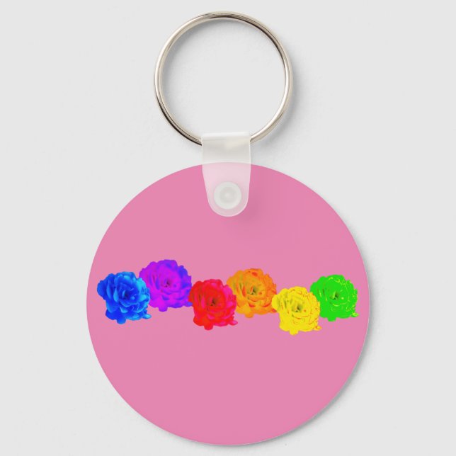 Porte-clés Roses arc-en-ciel (Recto)