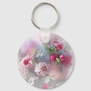 Porte-clés Roses d'aquarelle Fleurs Floral Bouquet Modèle